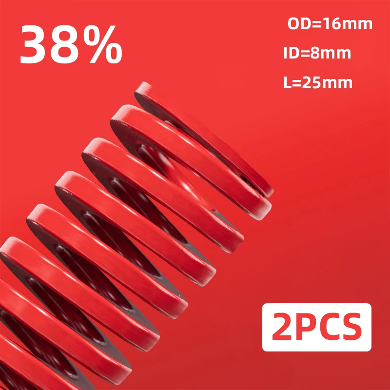

Creamily 2PCS/Lot Red Medium Load Mould Springs Spiral Stamping Alloy Steel Compression Die Springs OD=16mm ID=8mm L=25mm
