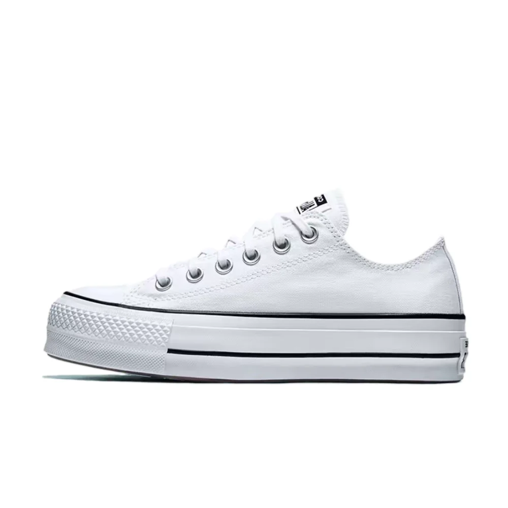 Converse Chuck Taylor All Star Platform Women's White Low-Top Canvas Sneakers – Thick Non-Slip Durable Sole & Comfort 560251C