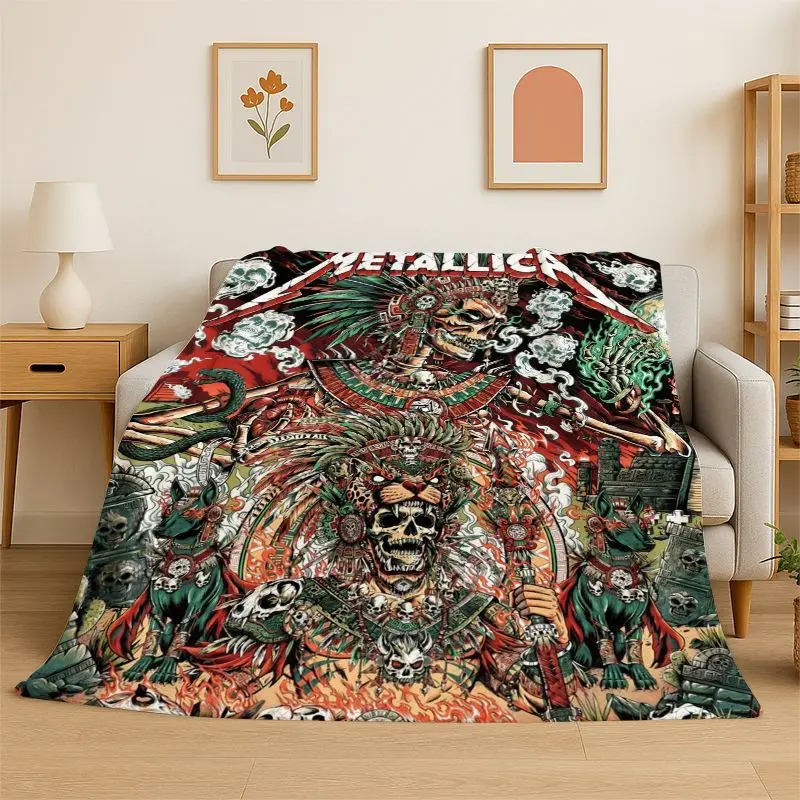 Metal Band M-Metallica Thrash Cartoon Soft Flannel Throw Blanket,Cozy Blanket for Bed,Couch,Sofa,Bedroom,Living Room,Picnic