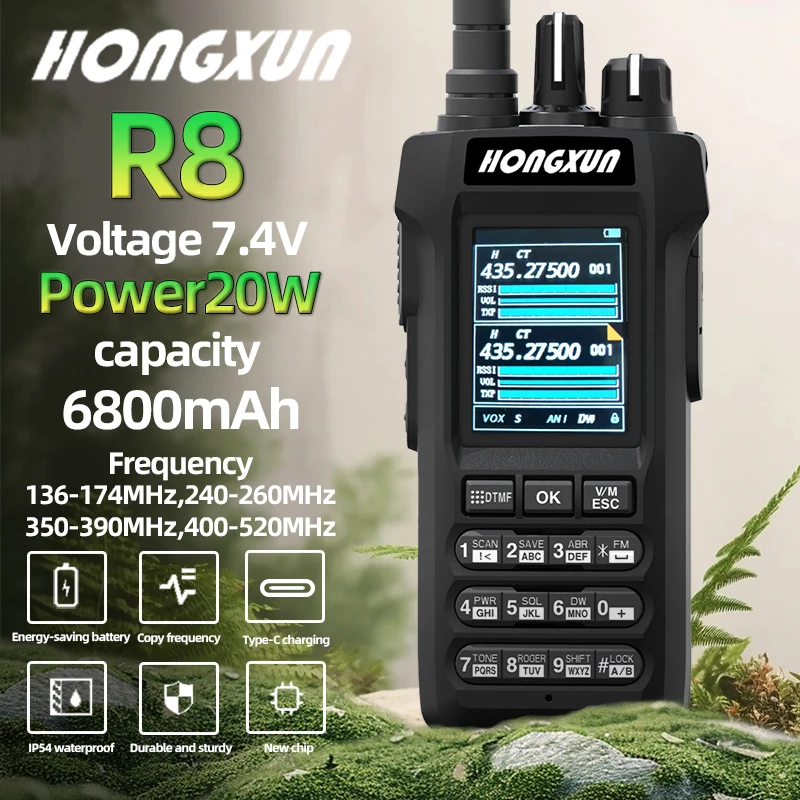 HX R8 Walkie Talkie (UHF/VHF Compatible) One-Touch Frequency Synchronization and Channel Scan Explosion Proof Walkie Talkie