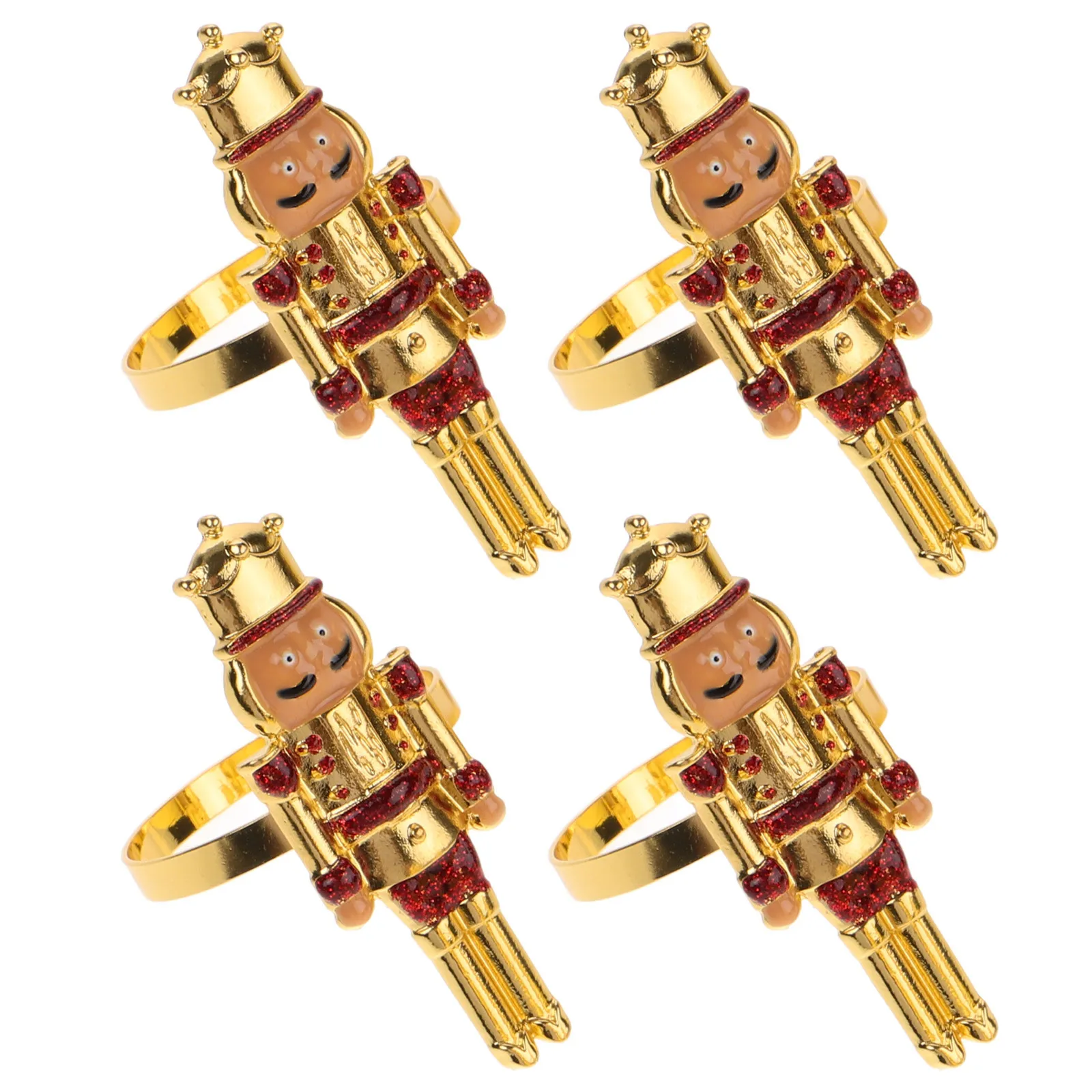 

4 Pcs Napkin Ring Holiday Holder Nutcracker Shape Rings Alloy Holders Banquet Shaped