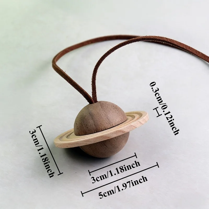 1PCS Black Walnut Planet Fragrance Pendant Car Aromatherapy Essential Oil Wooden Crafts Gift