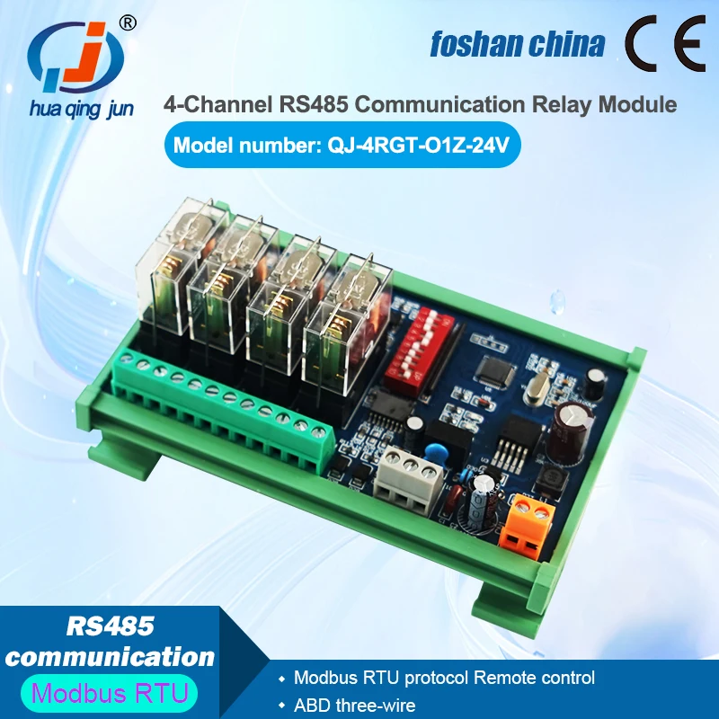 Huaqingjun 4-Channel RS485 Communication Relay Module Compatible NPN PNP Remote Control Relays for HVAC System G2R-1 10A