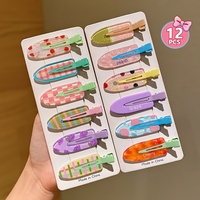 12 Pieces of Multi-Color Colorful Hair Clips with Side Bangs, Duckbill Clips for Broken Hair, Sweet Girl's Simple Hair Clips