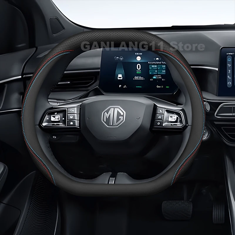 

Leather Car Steering Wheel Cover For All new MG 3 MG3 ES5 HS 2024 2025 Breathable Non-slip Auto Steering Wheel MG 3 Accessories