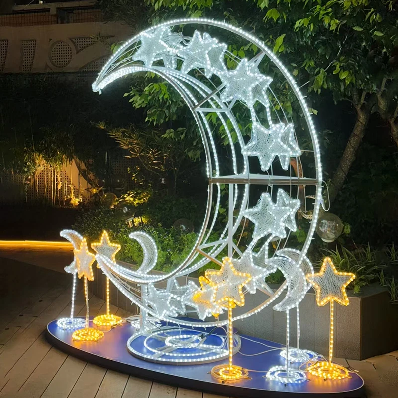 Popular Design Star Moon-Shaped IP65 Out Door Ramadan Halloween Christmas Led 3d Motif Light