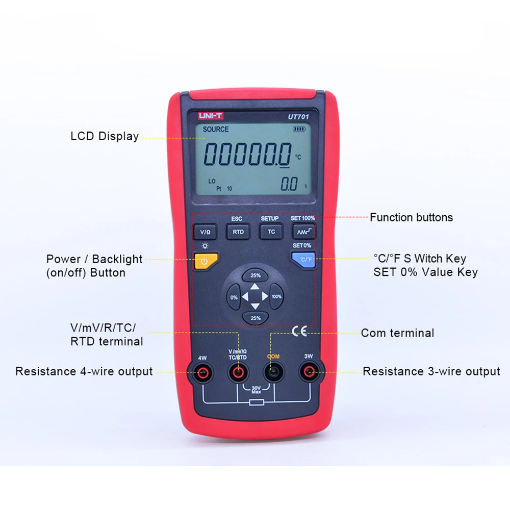 UT701 Precyzyjny kalibrator temperatury termopary Podświetlany ręczny kalibrator temperatury