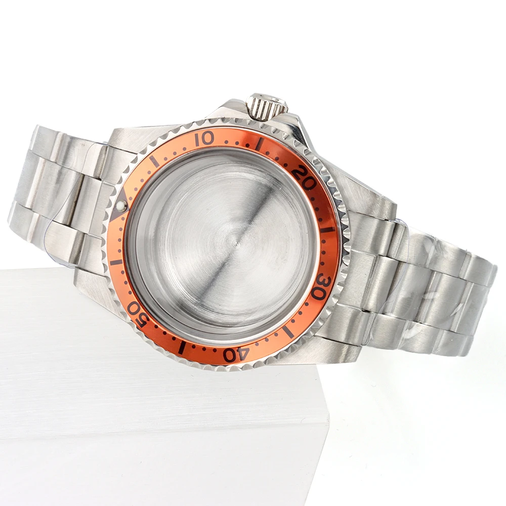 

39.5mm Round Sapphire Glass Watch Case Jubilee/Oyster Bracelet For NH35 NH36 Movement Stainless Steel Sub GMT Vintage Watch Case