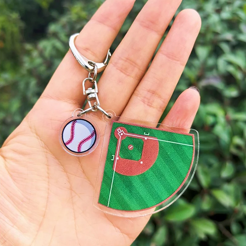 Creative Football Field Keychain Metal Soccers Basketball Pendents Team Souvenir Gifts