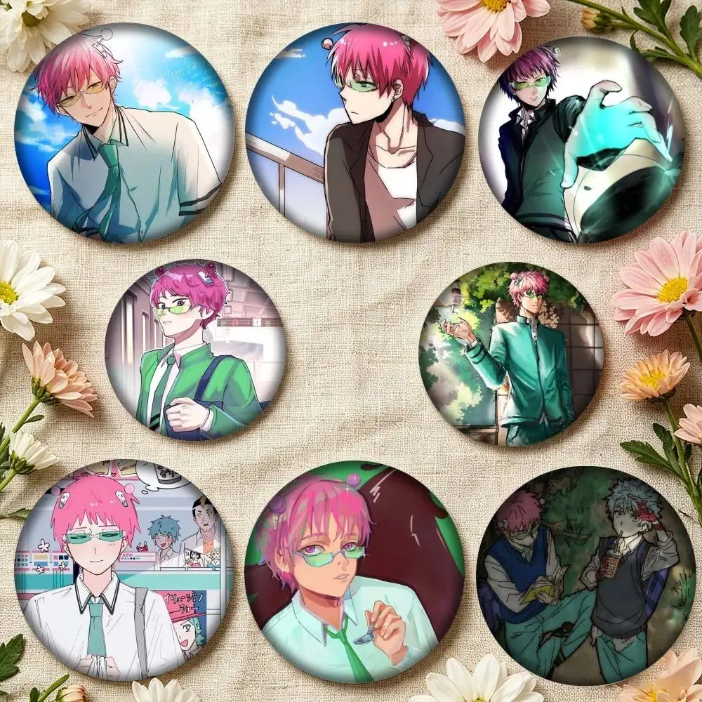Anime S-Saiki K 25 32 44 58 75mm Badges Personalized Round Brooches Pins Accessory Gift