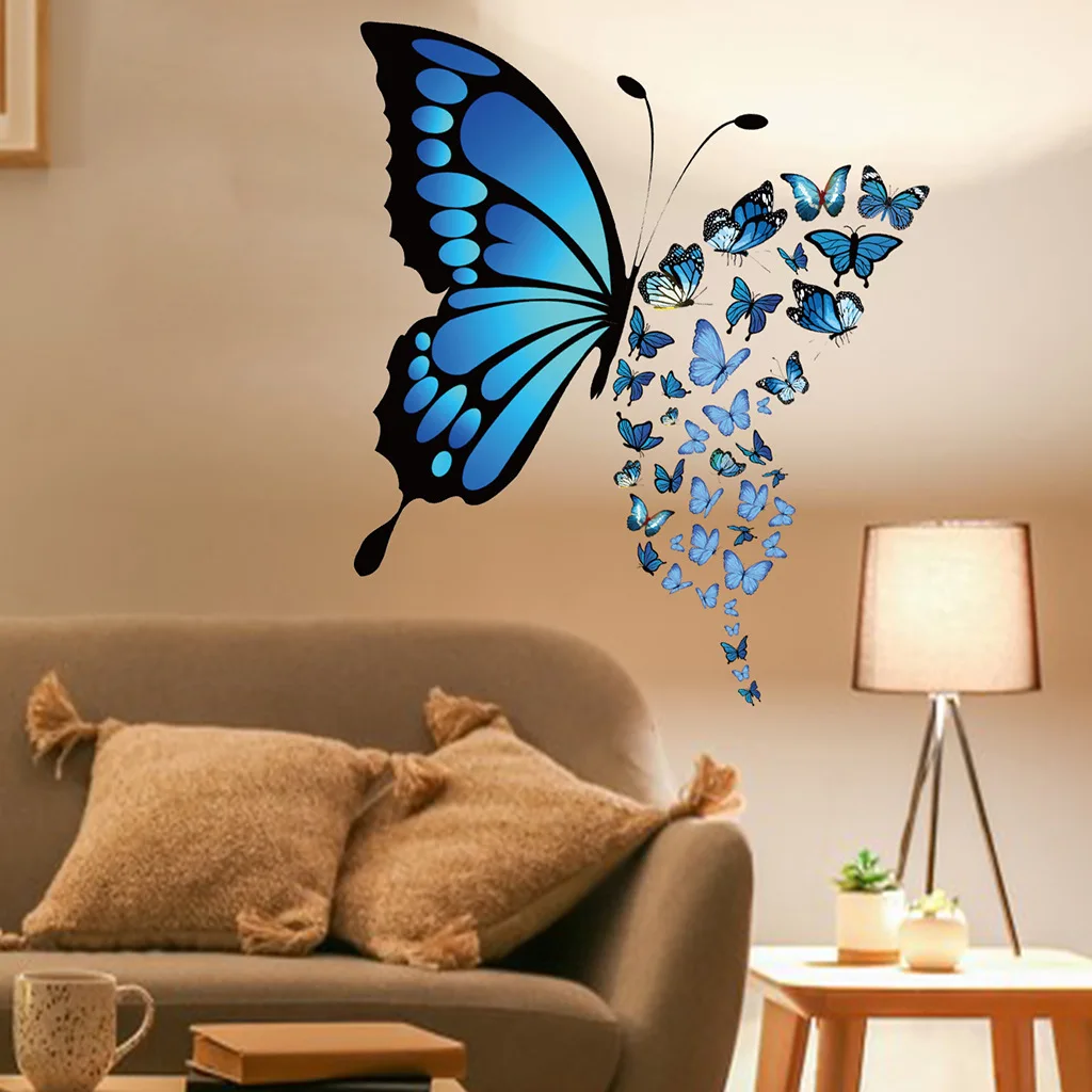 

Blue 3D Butterfly Wall Decals - Self-Adhesive Stickers for Bedroom & Living Room Decor​​
