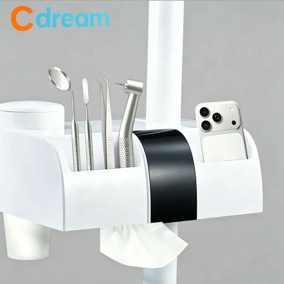 Baki Organizer Multifungsi Unit Gigi 3 in 1 Kotak Penyimpanan untuk Handpiece Gigi, Tisu, Gelas, Ponsel, Perlengkapan Klinik