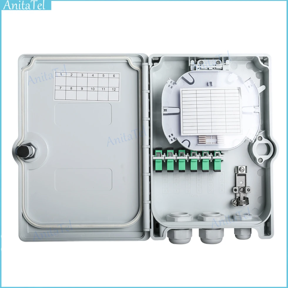 High Quality Optical fiber distribution box 12 core wall mounted indoor and outdoor fiber optic distribution box FTTH Fiber Box