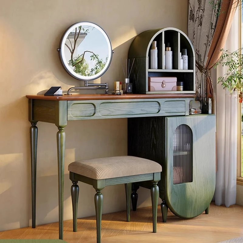 Solid wood dresser, master bedroom French retro dresser, telescopic dresser and chest integrated