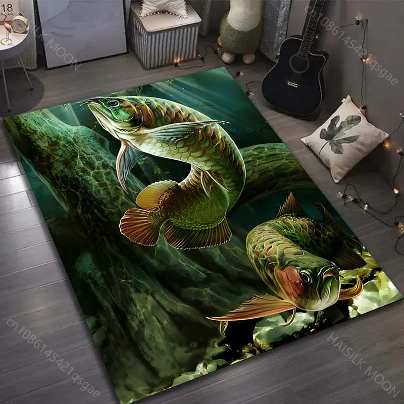 Multiple sizes Fish Art Carpet Pattern Carpet for Living Room Bedroom Sofa Home Decor Non-slip Floor Mat Luxury Gift