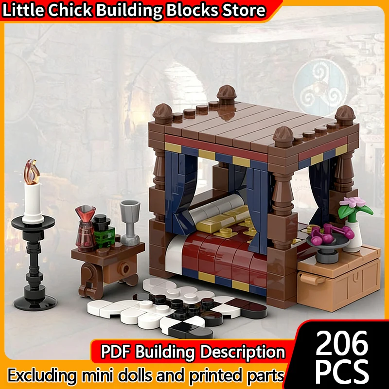 

Средневековый замок, модель MOC, строительные кирпичи, деревенский дом, спальня, модульная технология, детские праздничные подарки, сборные игрушки, костюм