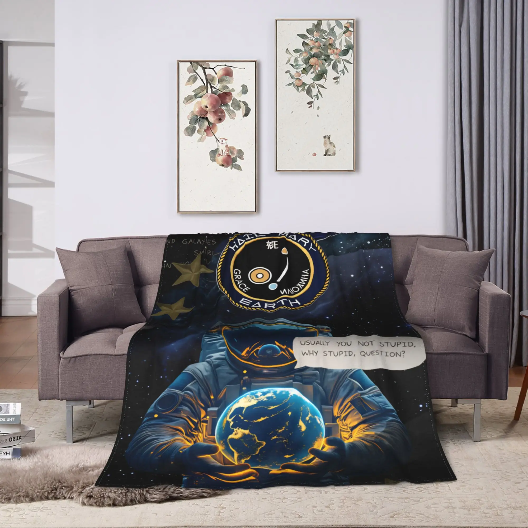 Soft Warm Blanket Picnic Project Hail Mary Throw Blanket  Flannel Bedspread For Couch Chair Graphic Sofa Bed Cover