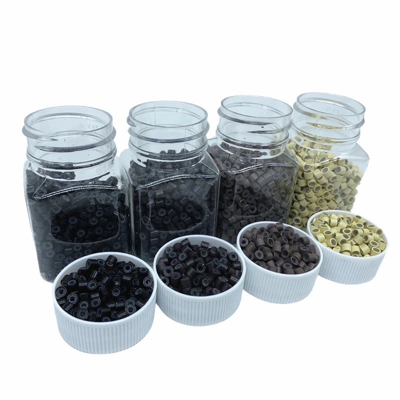 500 قطعة 4 مللي متر وصلات شعر صغيرة خرز ألومنيوم سيليكون مبطن بهرج لتصفيف الشعر