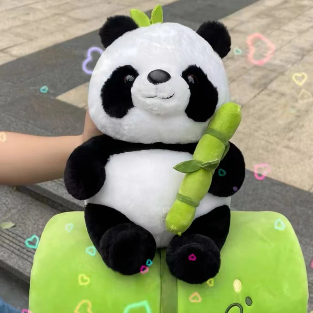 Panda Bamboo Tube Doll Set para crianças, brinquedo de pelúcia, animal chinês, pode ser carregado e descarregado, presente de aniversário, 25cm