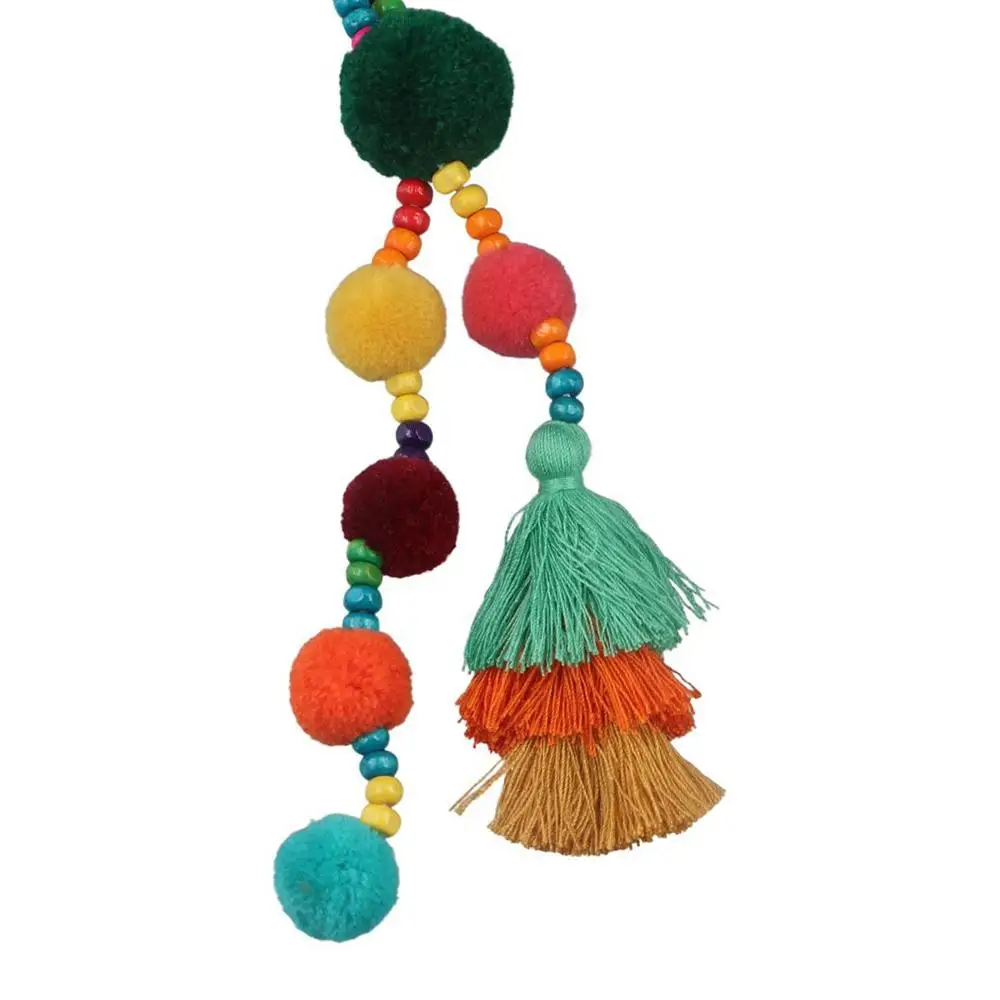 Boho Style Boho Style Hair Ball Tassel Keychain Tassel Pom Pom Boho Style Keychain Colorful Gradient Colors Boho Style Keyring