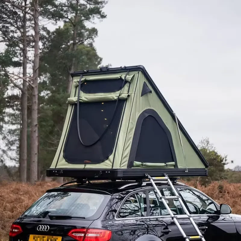 

Waterproof Rooftop Tent for SUV Outdoor Camping Summer 2-Person Double Layer Foldable Aluminum Alloy Triangle Hard Shell