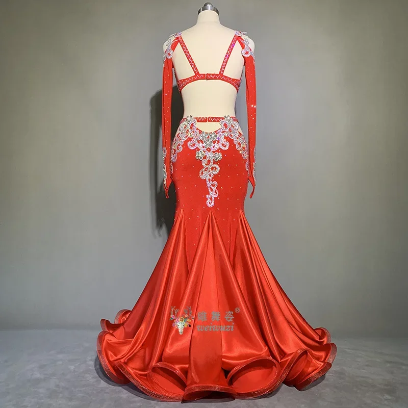 Belly Dance Performance Set Long sleeves Elegant Bra+buttocks Fishtail Skirt Original Suit for Women Bellydancing Wear Outfit