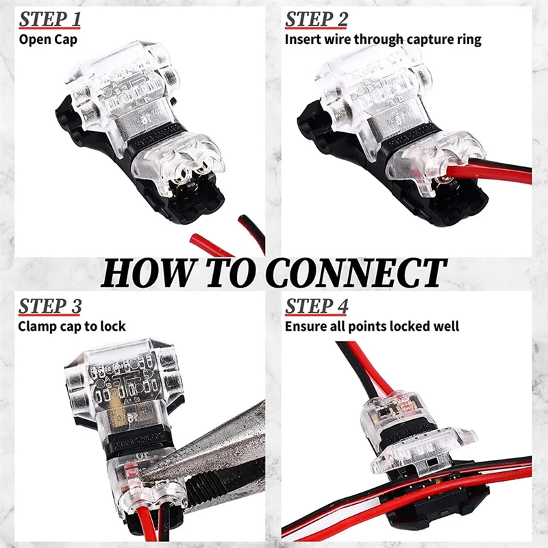 100Pcs Wire Connectors Low Voltage T Tap Wire Connectors 2 Pin 2 Way Automotive Wire Connector For Wiring Electrical LED-A79G