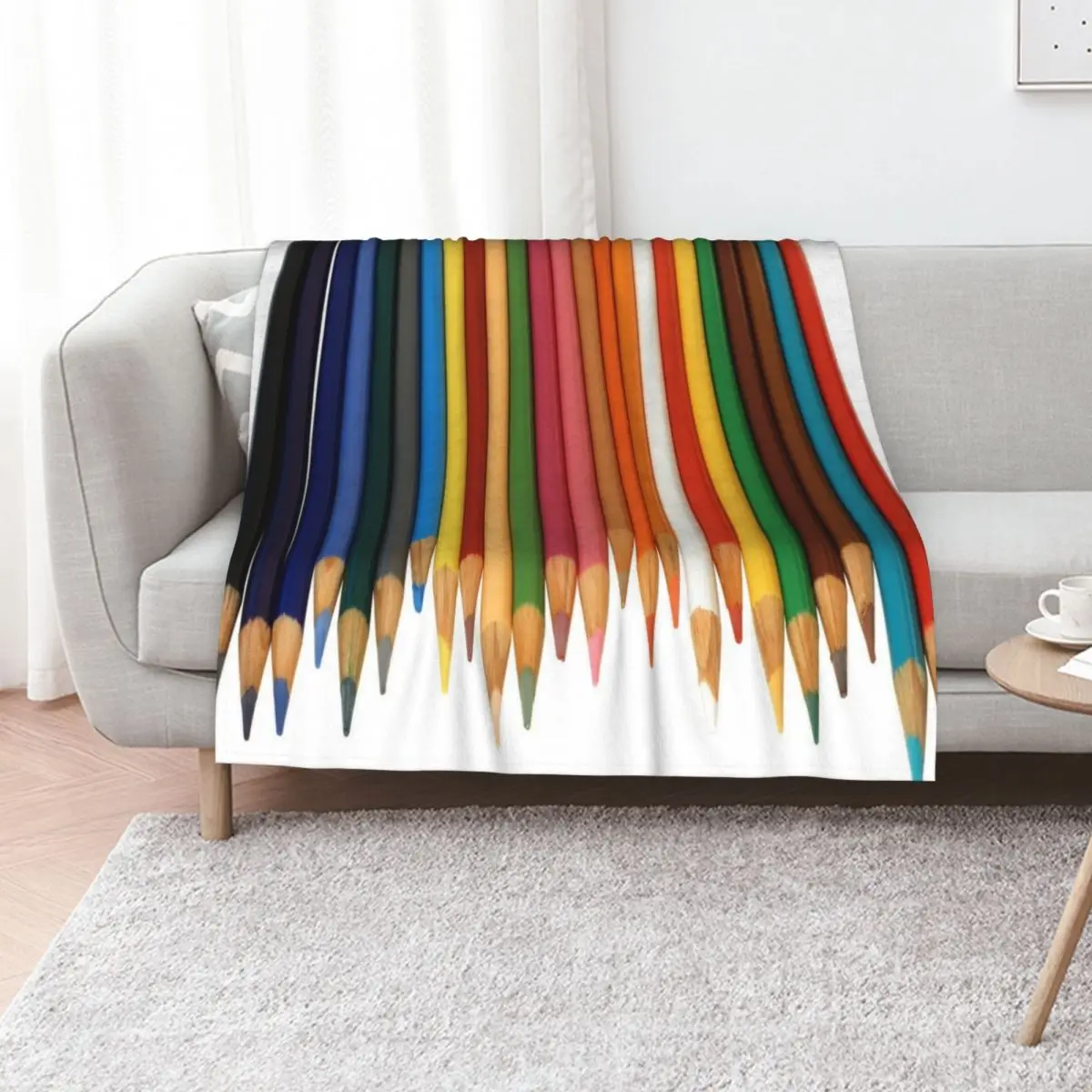 Coloured Pencils Isolated On White Throw Blanket Weighted for winter Tourist valentine gift ideas Soft Beds Beach Blankets