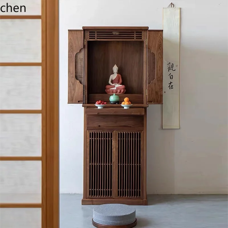 Cz walnut solid wood buddha niche altar altar buddha cabinet buddha niche altar all-in-one cabinet