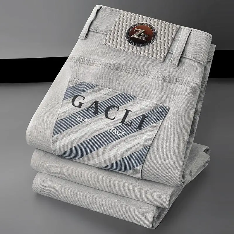 Nuevos Jeans Casuales de Verano para Hombre, Corte Recto, Fibra Levis, Cintura Media, Efecto 3D, Guangzhou Thirteen