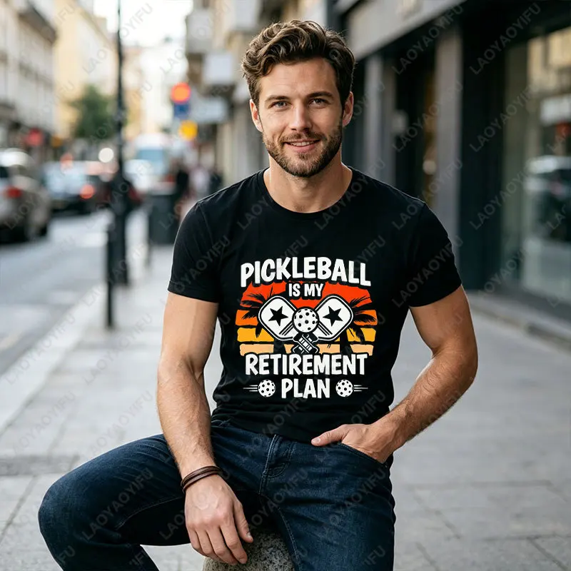 Men & Women's Funny Pickleball T-Shirt - Pickleball Retirement Desgin 100% Cotton Short Sleeve Casual Sports Tshirt Outdoor Wear