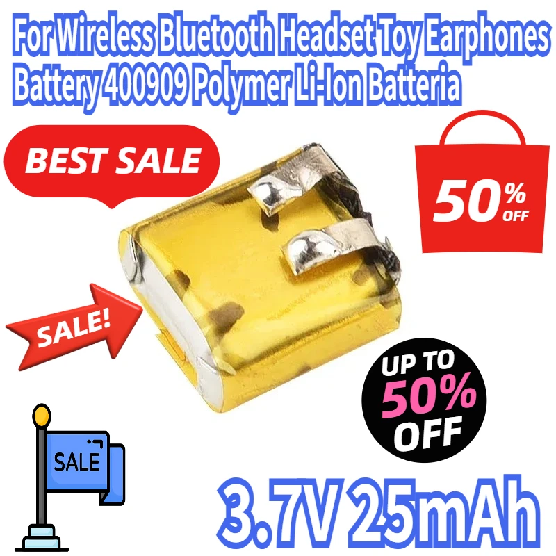 

3.7V 25mAh Replacement Battery For Wireless Bluetooth Headset Toy Earphones Battery 400909 Polymer Li-Ion Batteria