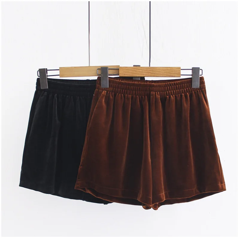 New Korean Style Gold Velvet Loose plus Size A-Line Shorts Women's Outerwear Autumn Winter Wide Leg Base Pants