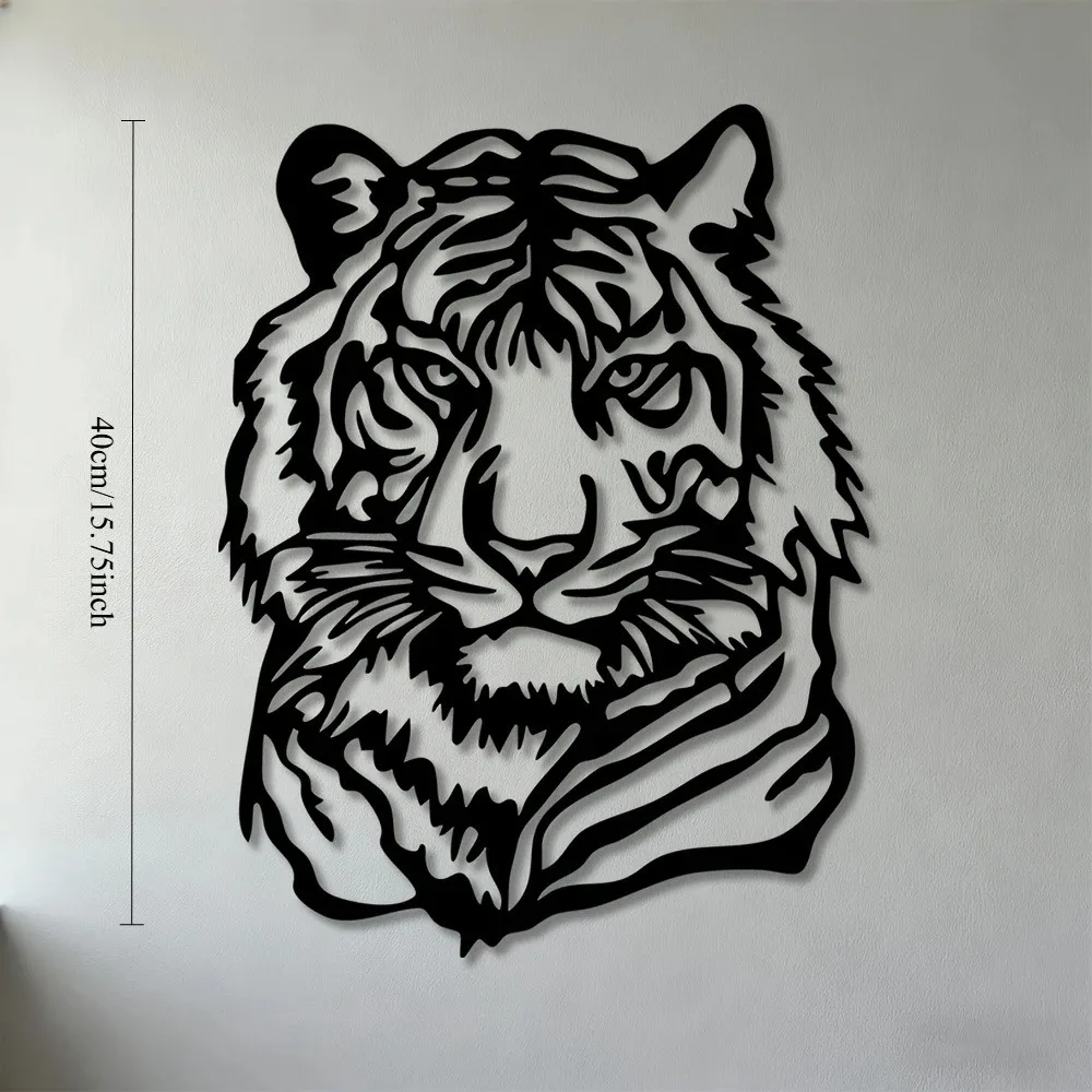 CIFBUY Metal Wall Art Tiger Head Iron Hanging Decor 2D Sculpture For Living Room Bedroom Office Study Home Outdoor Wall Accent