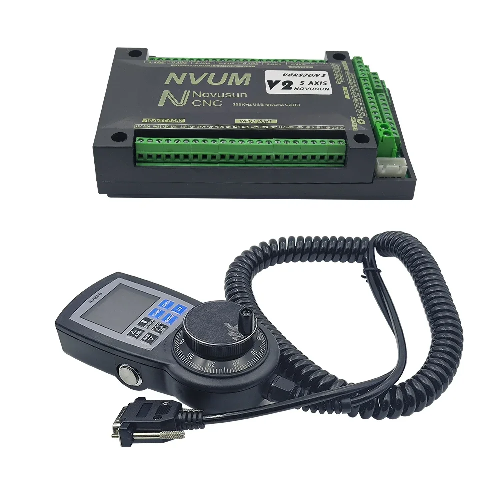 NVUM NVEM Mach3 Control Card Ethernet 200k Pulse Signal 3/ 4/5/6 Axis Cnc Controller + Digital Display Handwheel