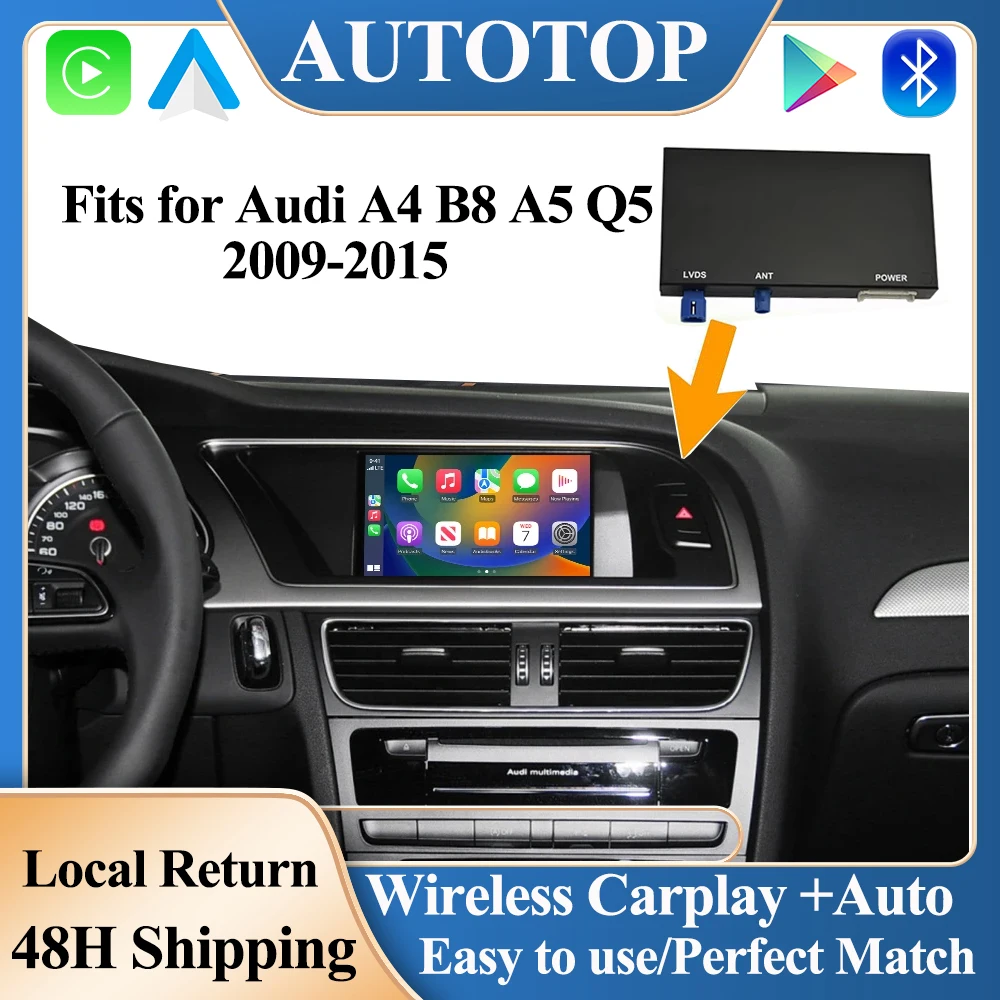 AUTOTOP Apple CarPlay Android Auto Interface Box For Audi A4 A5 Q5 2009-2016 MirrorLink Bluetooth Navigation USB Media Decoder