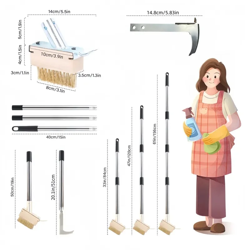 for Gap Weeding Brush Set Stainless Steel Weeding Hook and Seam Cleaning Tool for Ground Crack Weed Removal
