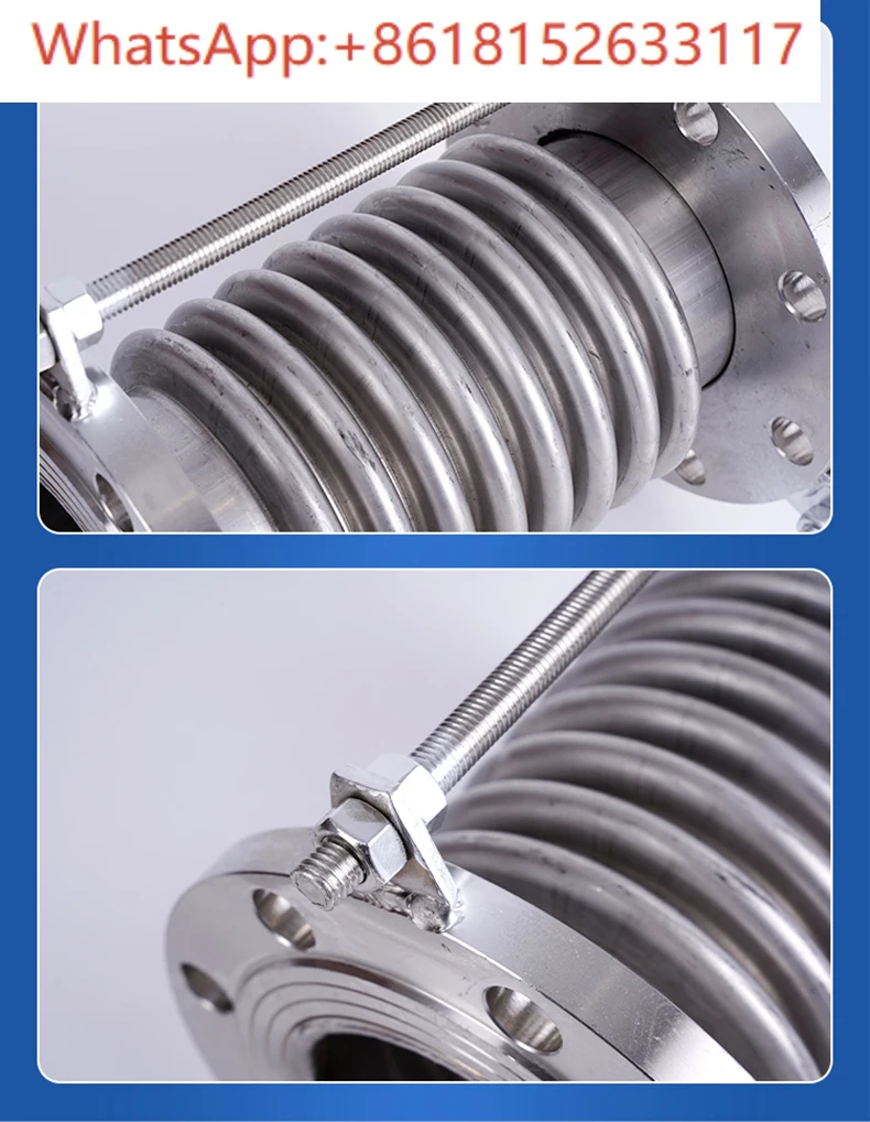 منفاخ معوض من الفولاذ المقاوم للصدأ 304 وصلة توسيع أنبوب البخار قضيب ربط ذو حواف DN25 50 100 وصلة توسيع