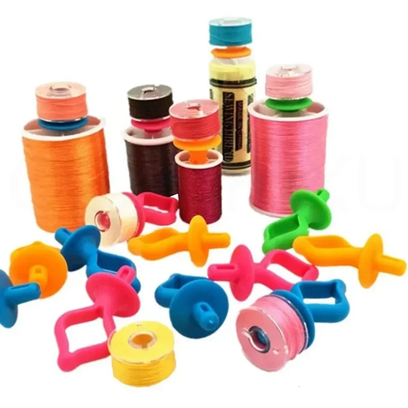 12pcs DIY Silicone Sewing Bobbin Holder Clips Storage your Bobbins on Top of Thread Spools Mix Colors Sewing Accessories Parts