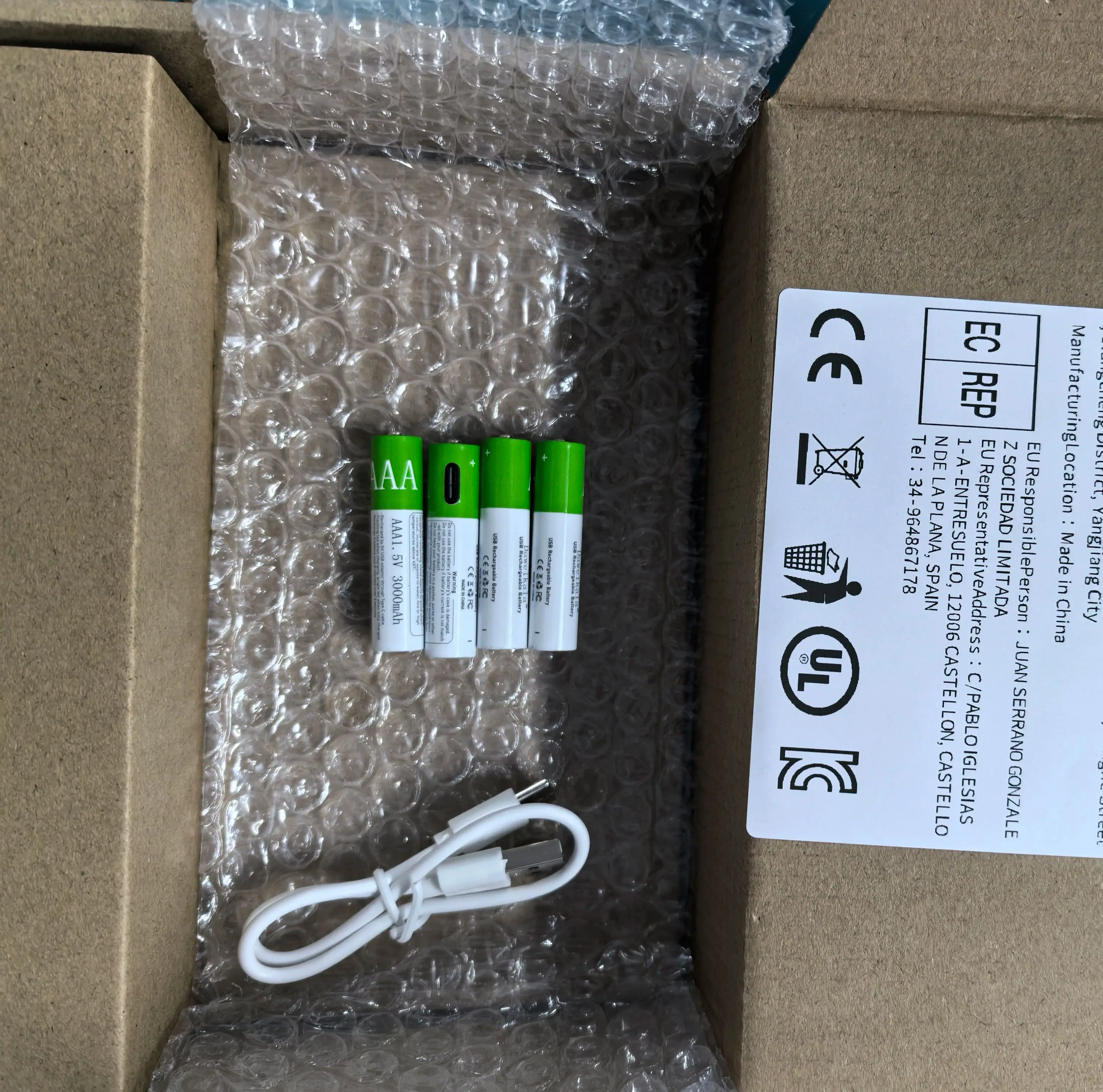 

USB 1.5V T#3000mAh li-ion battery for remote control mouseElectric toy battery + Type-C Cable USB AAA Rechargeable Batteries