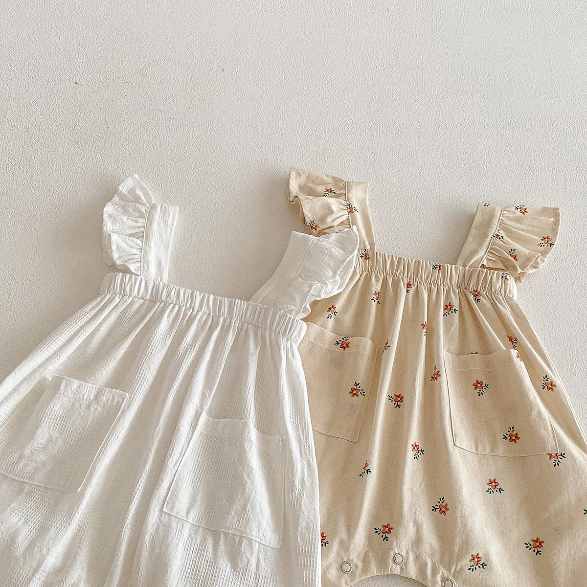Baby Girls Jumpsuit Spring Summer Ruffles Lace Flroal Bodysuit for Toddler Clothing Elegant Kids Overalls Little Girls Rompers