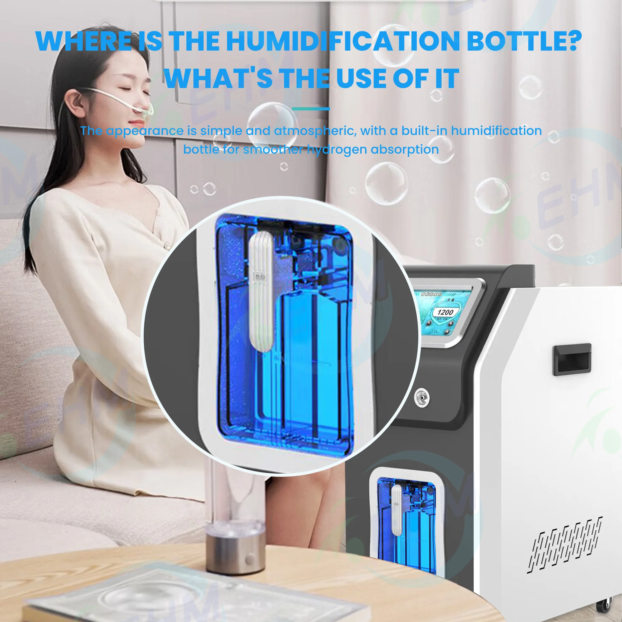 Hoge zuiverheid 99,99% waterstofinhalatiemachine 4500 ml / min Laag geluidsniveau met 3000 H + 1500 PEM-technologie voor hotels en reizen