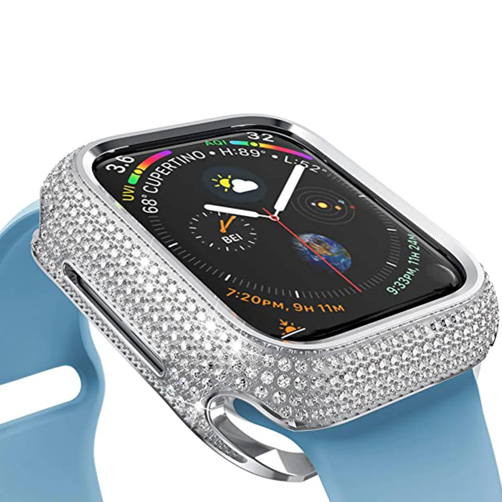 Diamond Watch case For Apple watch case 45mm 41mm 44mm 40mm Series 9 8 7 6 5 4 3 SE Luxury diamond protective cover iWatch shell