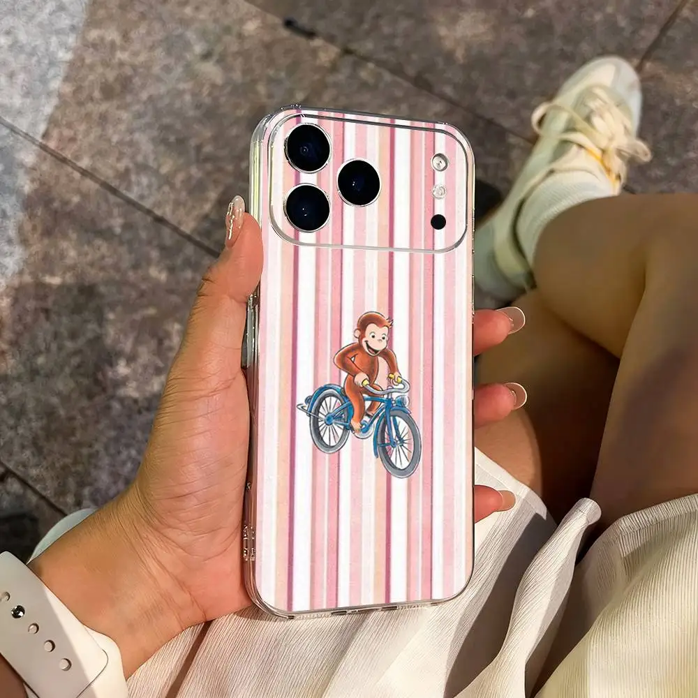 귀여운 모키 지-조지스 호기심 많은 아이폰 케이스 (아이폰 14, 13, 12, 11, 17, 16, 15, 프로, 맥스, 플러스, X, XS, XR, SE, 미니) 투명 소프트 커버