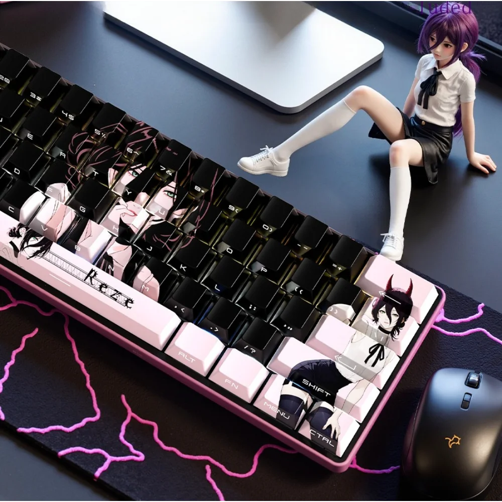 

REZE Chainsaw Man Keycap Set PBT Cherry Side Engraved Translucent Keycaps for Meccas Mad68 and Other Mechanical Keyboards.