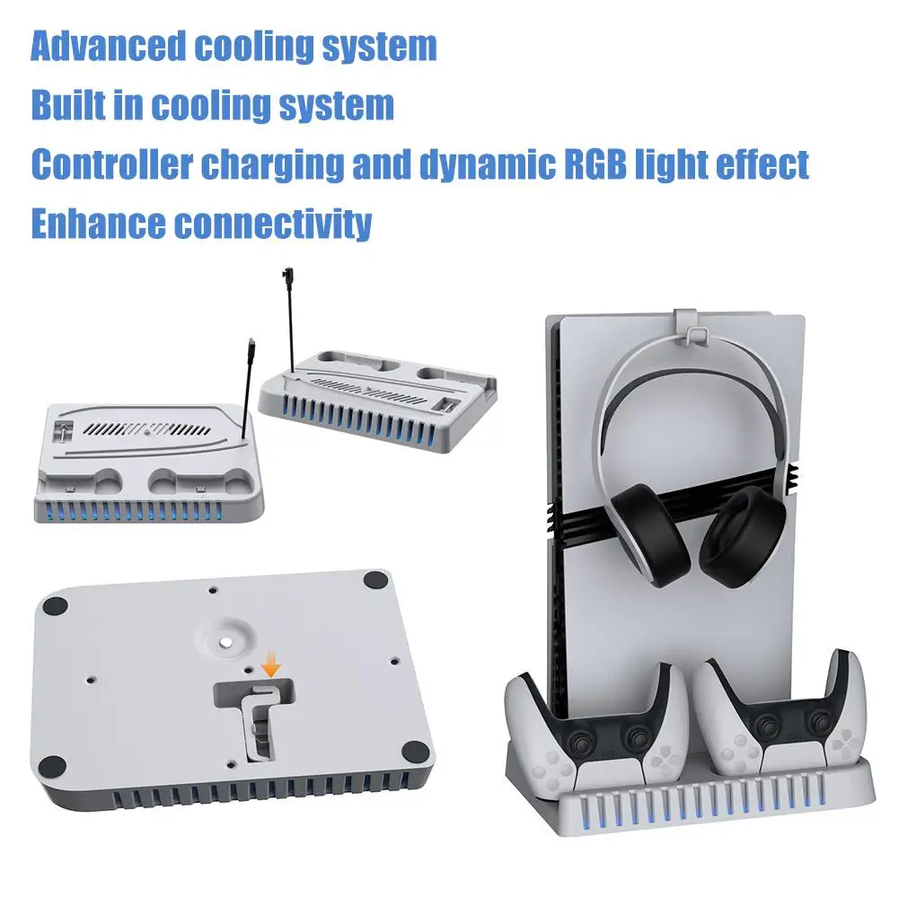 

1 шт., универсальная охлаждающая подставка для консоли PS5, усовершенствованная система охлаждения, контроллер, зарядное устройство, зарядная док-станция, охлаждающий вентилятор F3U3