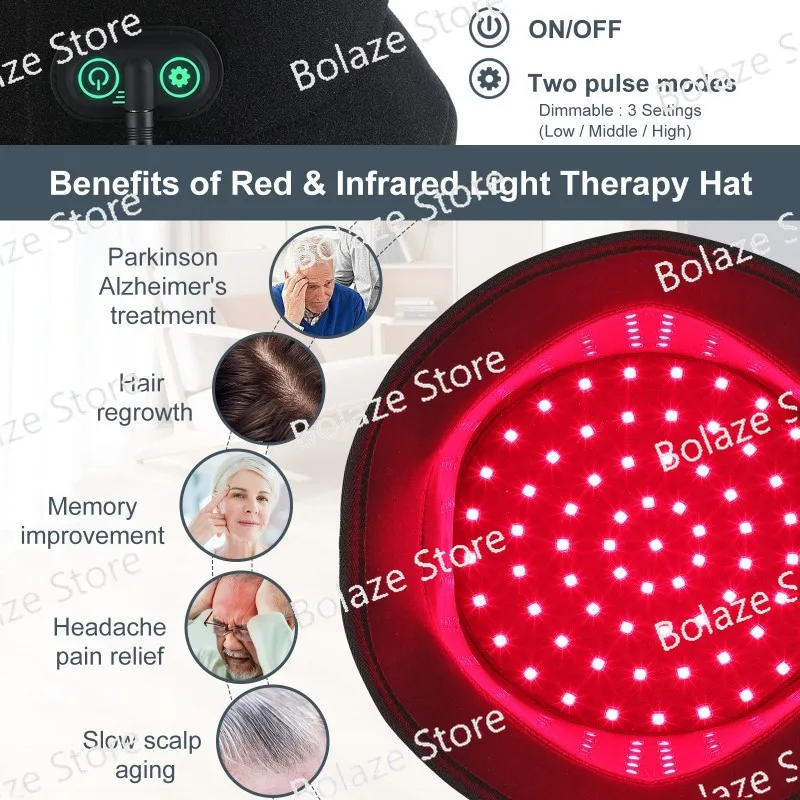 Red Light 660 Infrared Hair Care Device Light Therapy Home Portable Physiotherapy Cap