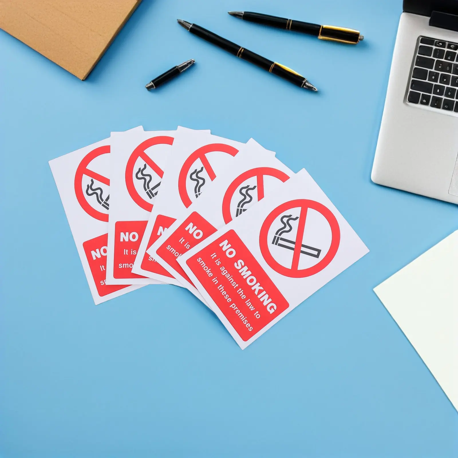 10Pcs No Smoking Sign Sticker Clear Self-Adhesive Anti-Smoking Label for Office Restroom Hall Restaurant Hotel Business Wall