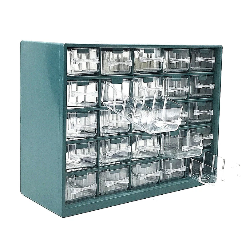 25 Multi-grid Drawer Parts Box Wall-mounted Screw Classification Component Box Tool Case Electronic Components Storage Tool Box