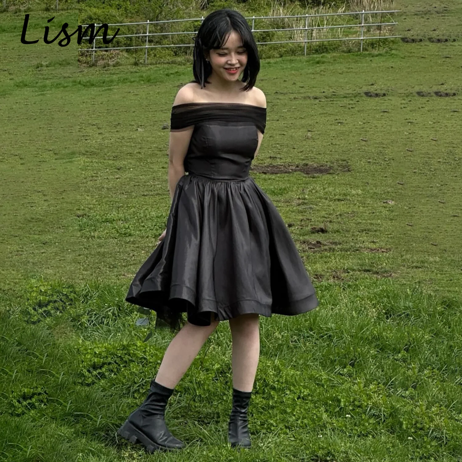 Lism Mini Short Wedding Dress Photoshoot Korea Tulle Bolero Satin Cocktail Dress Prom Formal Gowns Night Event Summer Customized
